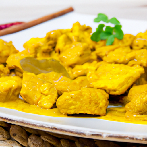 Gebratenes Hühnerfleisch mit Curry