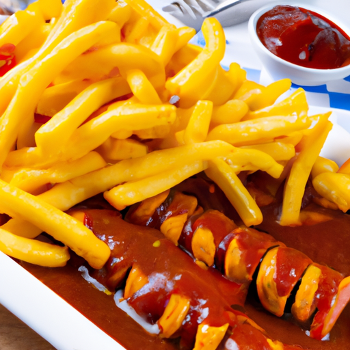 XXL Currywurst mit Pommes frites