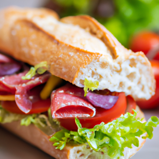 Baguette mit Salami, Tomaten und Salat Rezept