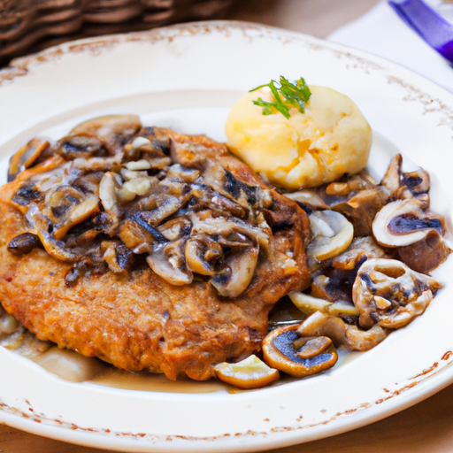 Schnitzel mit Zwiebeln und Champignons Rezept