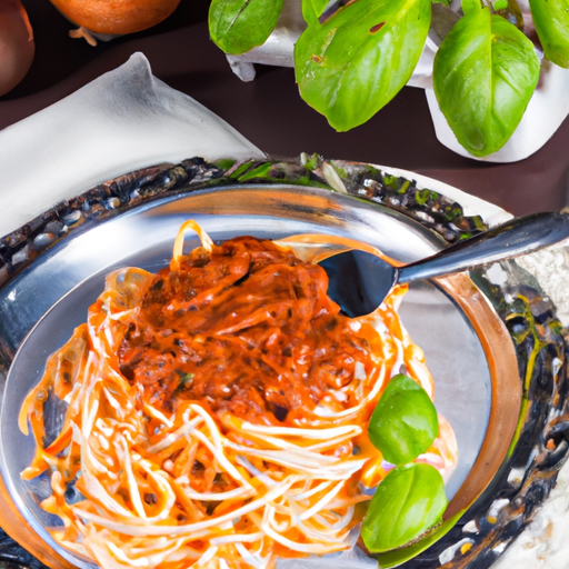 Spaghetti mit Tomatensauce und Basilikum Rezept