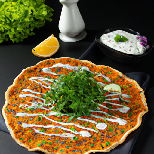 Lahmacun mit gemischtem Salat und Tzatziki