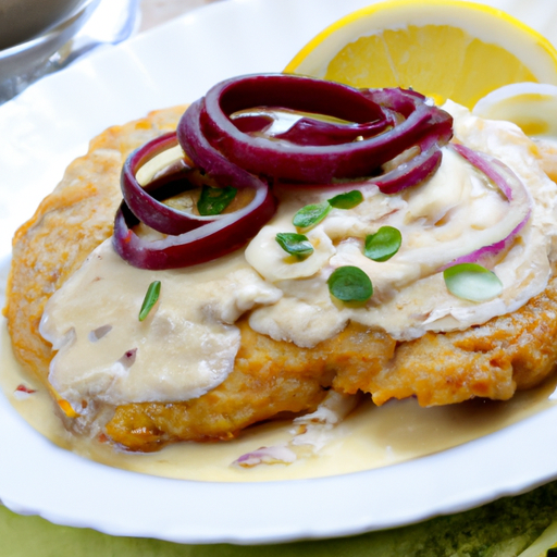 Schnitzel mit Zwiebel-Sahnesauce Rezept