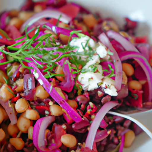 Herzhafter Linsensalat mit Roter Bete und Ziegenkäse