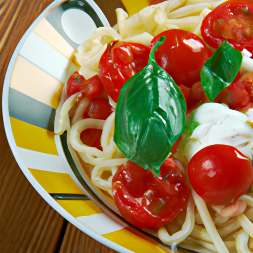 Tomaten- Mozzarella Pasta mit frischem Basilikum