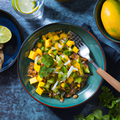 Exotischer Linsensalat mit Mango und Koriander