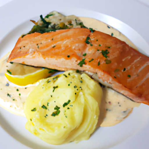 Gedämpftes Lachsfilet auf Fenchel mit Kartoffelpüree Rezept