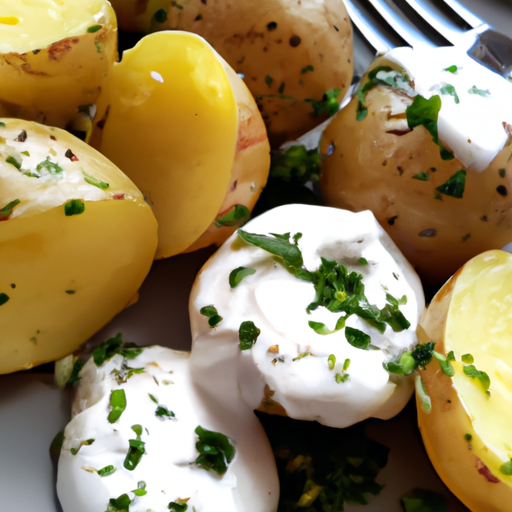 Würzige Ofenkartoffeln mit Joghurtdressing Rezept