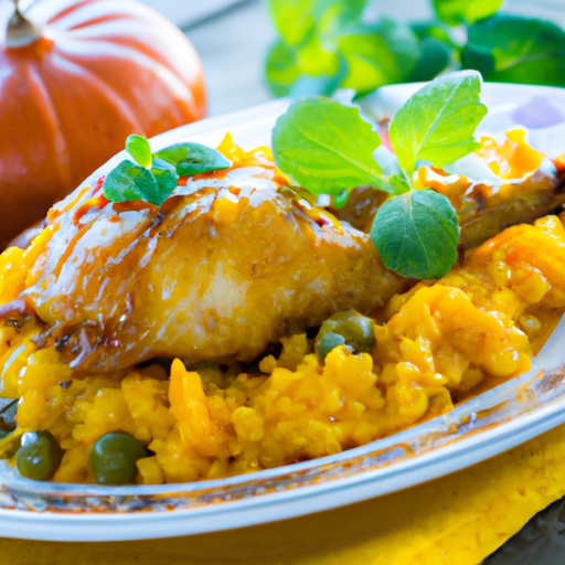 Kürbis-Risotto mit gebratenem Hühnchen Rezept