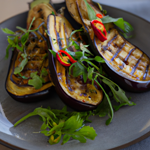 Gegrillte Auberginen mit Balsamico und frischen Kräutern