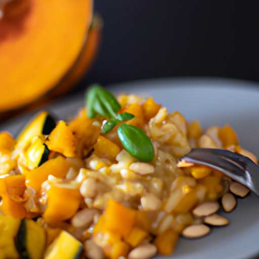 Kürbisrisotto mit gerösteten Kernen