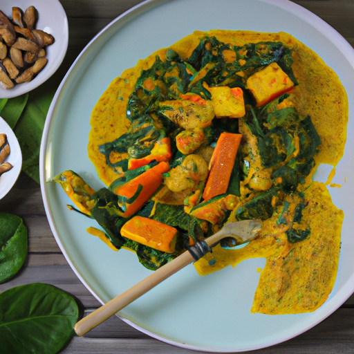 Kürbis-Spinat-Curry mit Kokosnuss und frischem Ingwer