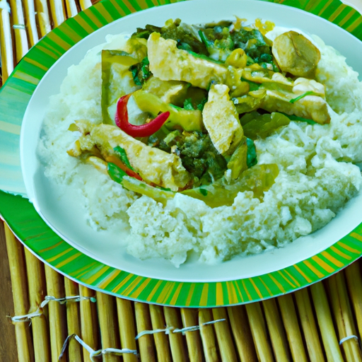 Thai grünes Curry mit Huhn und Jasmin-Reis