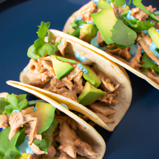 Feuriges Hühnchen-Tacos mit frischem Avocadodip