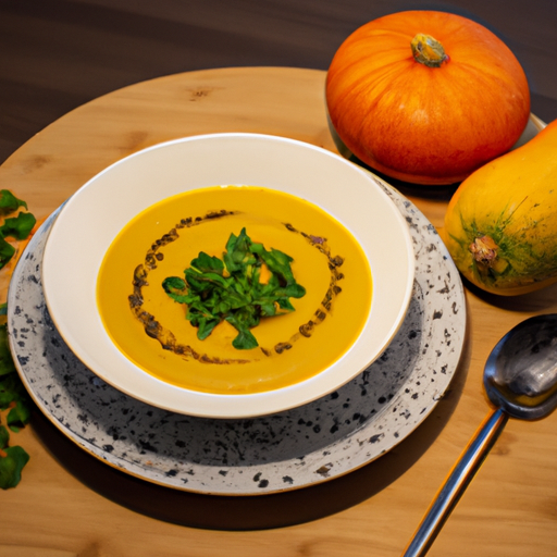 Kürbissuppe mit gerösteten Haselnüssen und Koriander