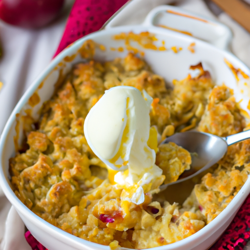 Apfel-Pflaumen-Crumble mit Vanillesoße