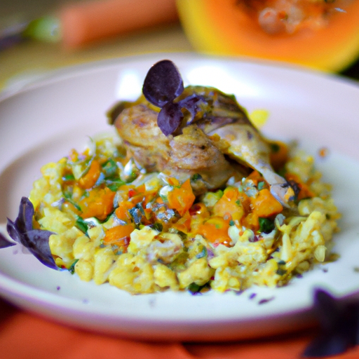 Kürbis Risotto mit knuspriger Entenbrust