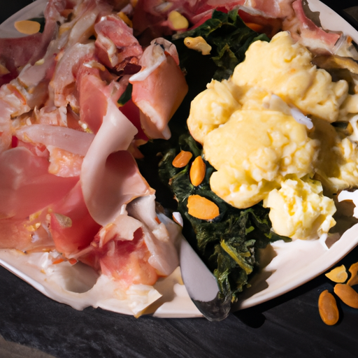 Gerösteter Rosenkohl mit knusprigem Speck und gerösteten Mandeln