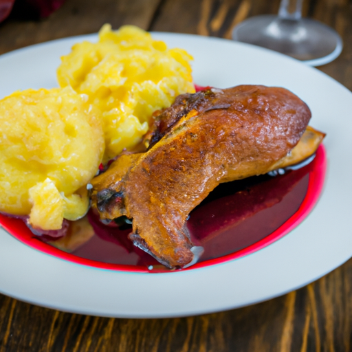 Gebratene Entenbrust mit Rotwein Kirschsauce und Kartoffelgratin Rezept