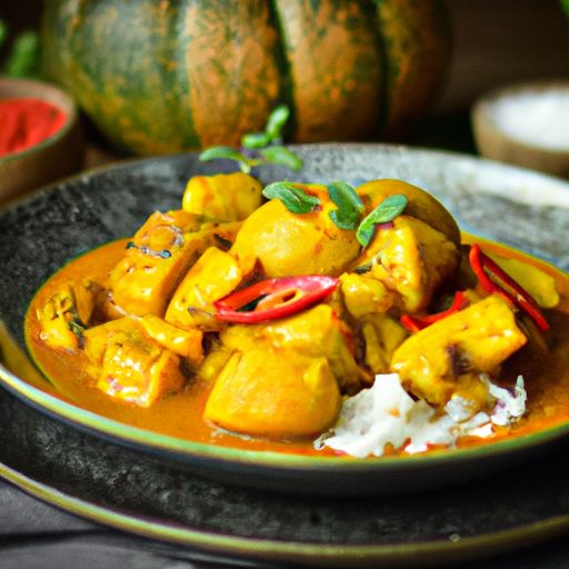 Kürbis-Curry mit Kokosmilch und Kichererbsen