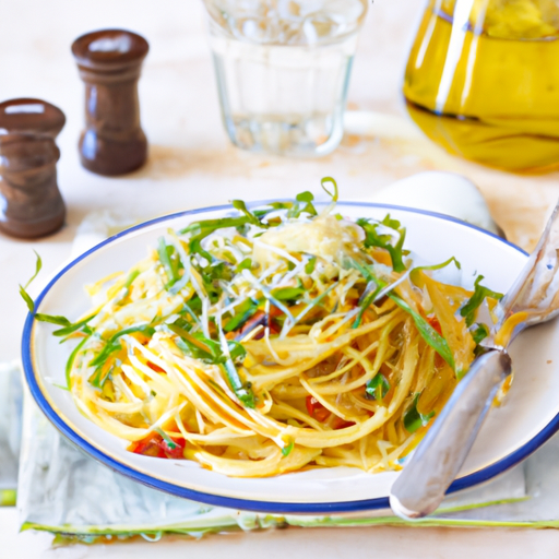 Mediterrane Spaghetti mit Rucola und Parmesan