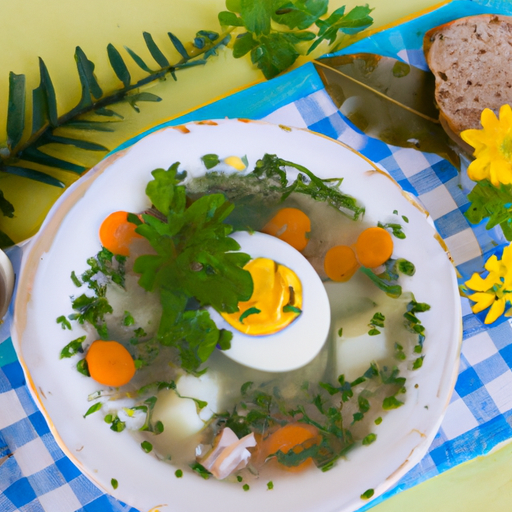 Frühlings-Kräutersuppe mit pochiertem Ei