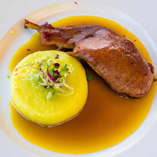 Knusprige Ente mit Polenta und Mangosoße