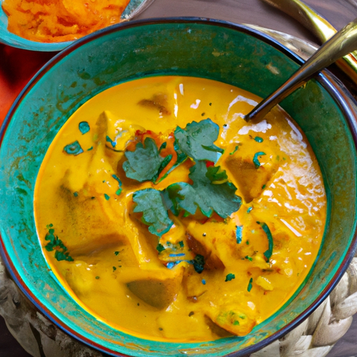 Kürbis-Curry mit Kokosmilch und Koriander