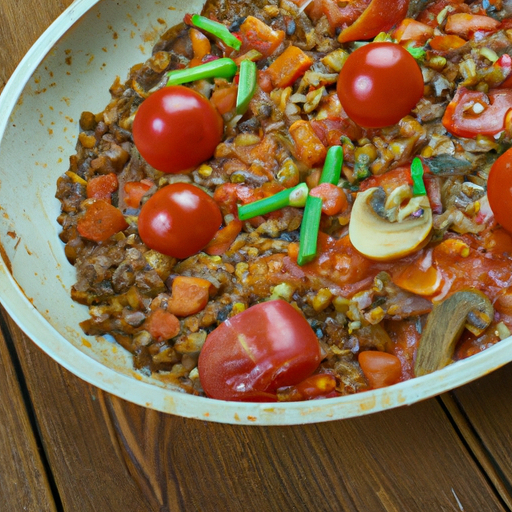 Saftige Linsen-Pilzpfanne mit Tomaten Rezept