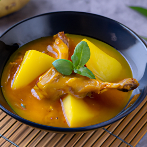 Feurige Thai Curry Suppe mit Mango und Hähnchen