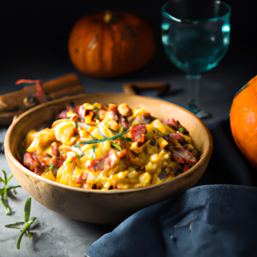 Rustikales Kürbisrisotto mit knusprigem Speck