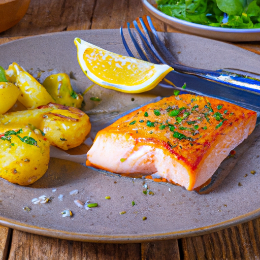 Gebackener Lachs mit Kräuterkruste und Kartoffelgratin Rezept