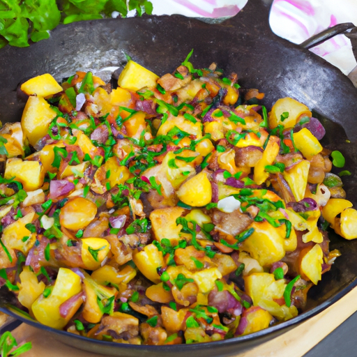 Kartoffel-Pilz-Pfanne mit frischen Kräutern