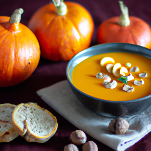 Kürbis-Maronen-Suppe mit geröstetem Knoblauch und Kokosmilch Rezept