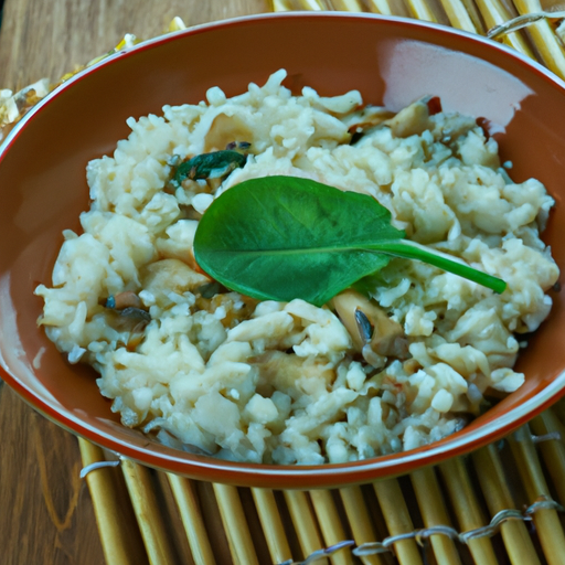 Perlgraupen-Risotto mit Pilzen und Spinat