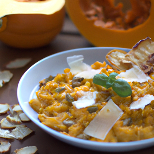 Kürbisrisotto mit parmesan knusperchips