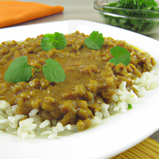 Linsen-Curry mit Reis