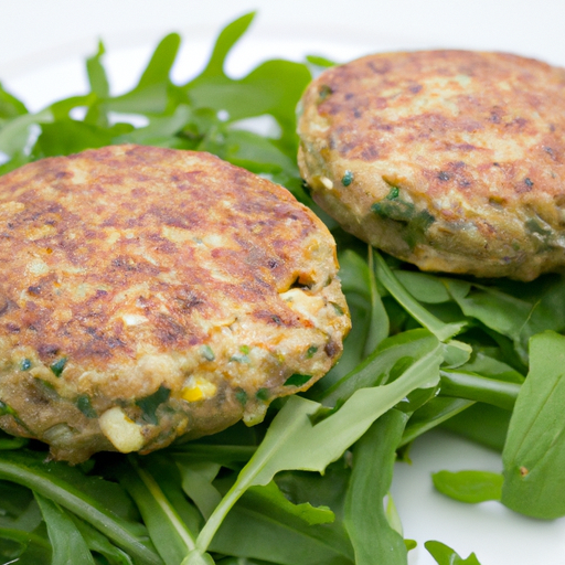 Parmesan-Grünkern-Burger auf Rucola-Bett