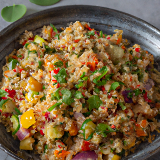 Quinoa und Gemüse Pfanne mit Limetten-Koriander-Dressing