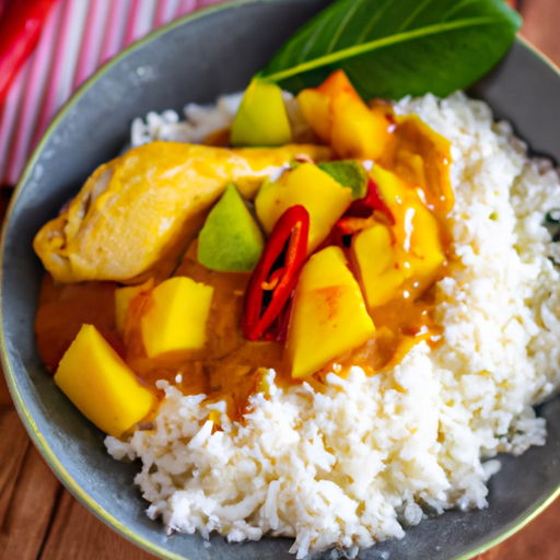 Feuriges Mango-Chili-Hähnchen mit Kokosreis Rezept