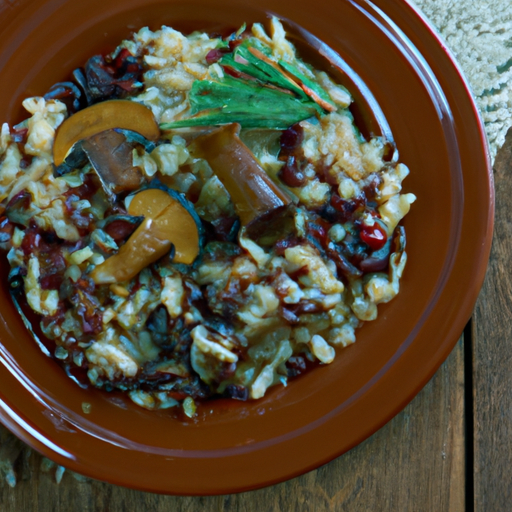 Rotwein-Risotto mit Pilzen und Pinienkernen Rezept