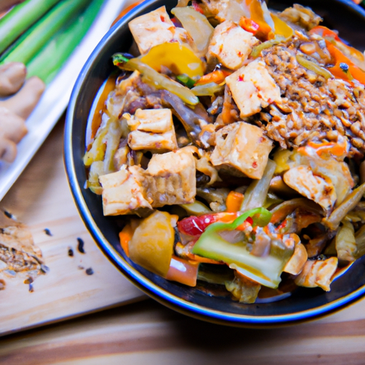 Üppiger Linseneintopf mit frischem Gemüse und geräuchertem Tofu