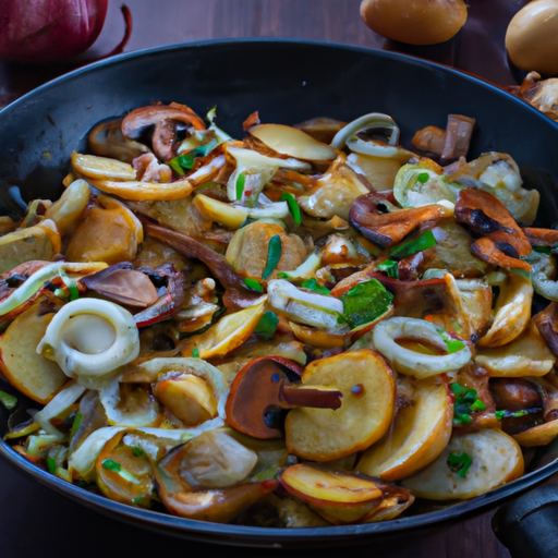 Herzhafte Kartoffel-Pilz-Pfanne mit frischen Kräutern