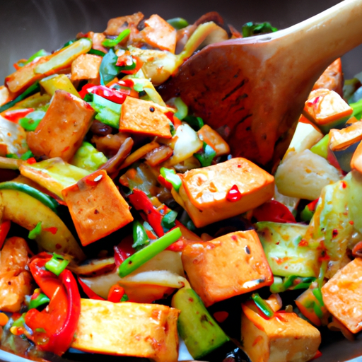 Scharfe Tofu-Pfanne mit frischem Gemüse