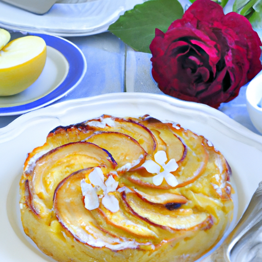 Apfel-Rosenkuchen mit Vanillecreme