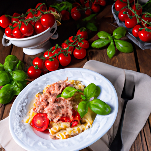 Thunfisch-Tomaten-Pasta mit frischem Basilikum