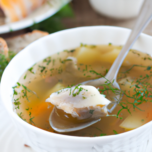 Hausgemachte Fischsuppe mit frischem Dill